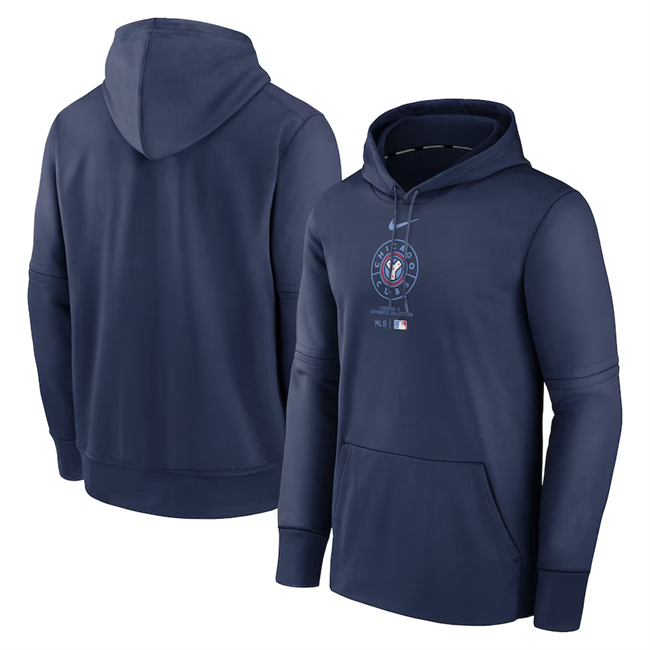 Men's Chicago Cubs Navy Collection City Connect Practice Performance Pullover Hoodie Men's Chicago Cubs Navy Collection City Connect Practice Performance Pullover Hoodie