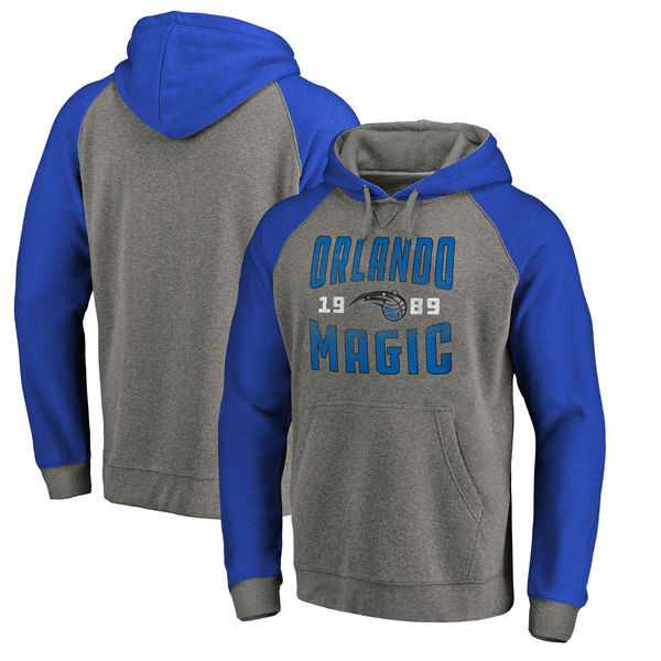 Orlando Magic Fanatics Branded Ash Antique Stack Tri Blend Raglan Pullover Hoodie