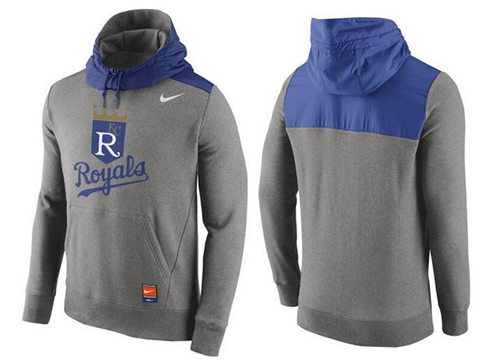 Men's Kansas City Royals Nike Gray Cooperstown Collection Hybrid Pullover Hoodie Men's Kansas City Royals Nike Gray Cooperstown Collection Hybrid Pullover Hoodie