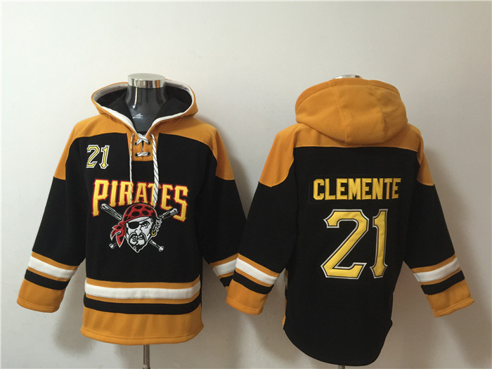 Men's Pittsburgh Pirates #21 Roberto Clemente Ageless Must-Have Lace-Up Pullover Hoodie Men's Pittsburgh Pirates #21 Roberto Clemente Ageless Must-Have Lace-Up Pullover Hoodie