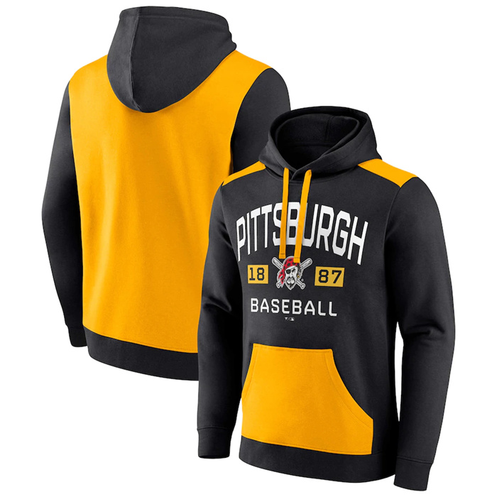 Men's Pittsburgh Pirates Black Gold Chip In Pullover Hoodie Men's Pittsburgh Pirates Black Gold Chip In Pullover Hoodie