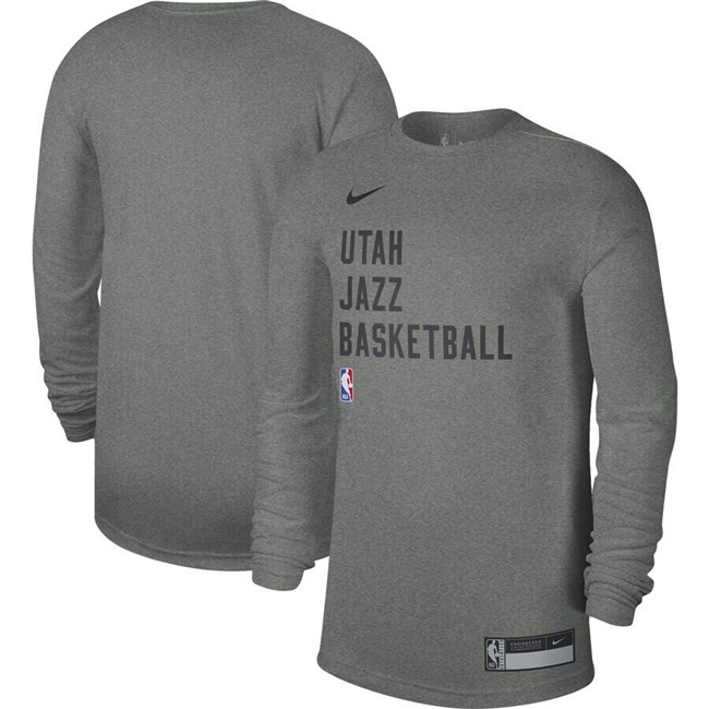 Men's Utah Jazz Heather Gray 2023 24 Legend On-Court Practice Long Sleeve T-Shirt