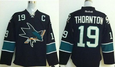 San Jose Sharks #19 Joe Thornton Stitched Black NHL Jersey San Jose Sharks #19 Joe Thornton Stitched Black NHL Jersey
