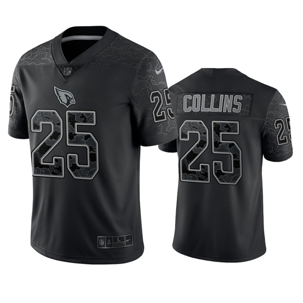 Men's Arizona Cardinals #25 Zaven Collins Black Reflective Limited Stitched Football Jersey Men's Arizona Cardinals #25 Zaven Collins Black Reflective Limited Stitched Football Jersey