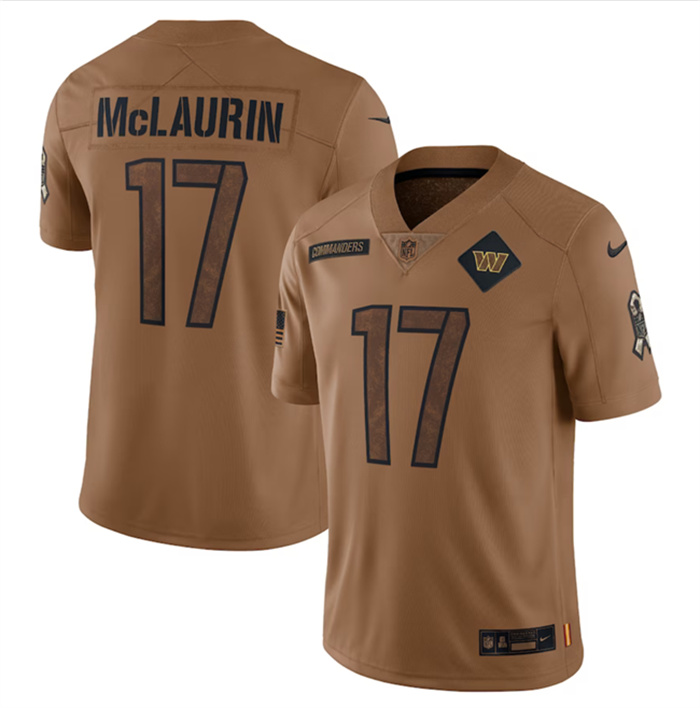 Men's Washington Commanders #17 Terry McLaurin 2023 Brown Salute To Service Limited Stitched Football Jersey Men's Washington Commanders #17 Terry McLaurin 2023 Brown Salute To Service Limited Stitched Football Jersey
