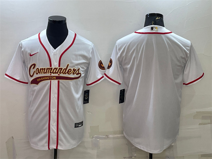 Men's Washington Commanders Blank White With Patch Cool Base Stitched Baseball Jersey Men's Washington Commanders Blank White With Patch Cool Base Stitched Baseball Jersey