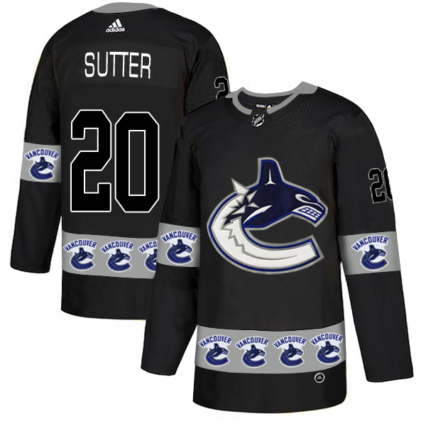 Canucks 20 Brandon Sutter Black Team Logos Fashion Adidas Jersey