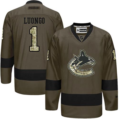 Canucks #1 Roberto Luongo Green Salute to Service Stitched NHL Jersey Canucks #1 Roberto Luongo Green Salute to Service Stitched NHL Jersey