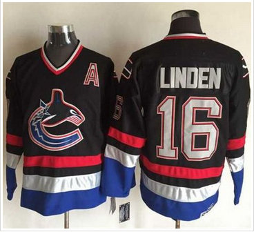 Vancouver Canucks #16 Trevor Linden Black Blue CCM Throwback Stitched NHL Jersey Vancouver Canucks #16 Trevor Linden Black Blue CCM Throwback Stitched NHL Jersey