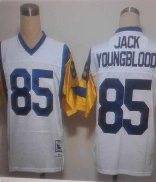 Los Angeles Rams Jerseys 85 Jack Youngblood White Customized throwback jerseys include white sleeves