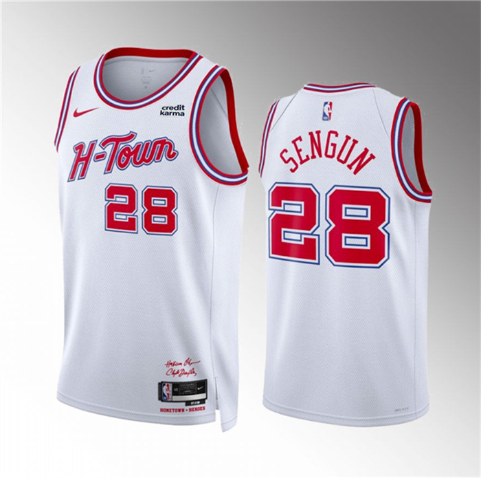 Men's Houston Rockets #28 Alperen Sengun White 2023 24 City Edition Stitched Jersey