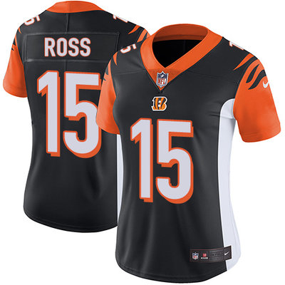 Nike Bengals #15 John Ross Black Team Color Women's Stitched NFL Vapor Untouchable Limited Jersey