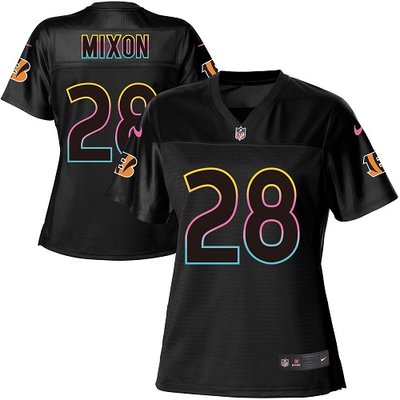 Nike Bengals #28 Joe Mixon Black Women's NFL Fashion Game Jersey Nike Bengals #28 Joe Mixon Black Women's NFL Fashion Game Jersey