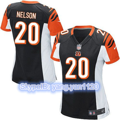 Nike Bengals #20 Reggie Nelson Black Team Color Women's Stitched NFL Elite Jersey