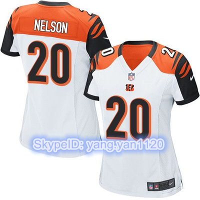 Nike Bengals #20 Reggie Nelson White Women's Stitched NFL Elite Jersey