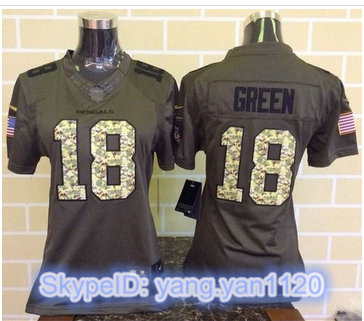 Women Nike Bengals #18 A.J. Green Green Stitched NFL Limited Salute to Service Jersey