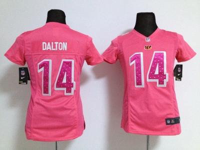 NEW Women Cincinnati Bengals #14 Andy Dalton pink jerseys