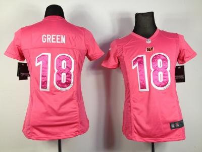 NEW Women Cincinnati Bengals #18 A.J. Green pink jerseys