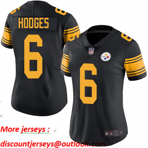 Steelers #6 Devlin Hodges Black Women's Stitched Football Limited Rush Jersey