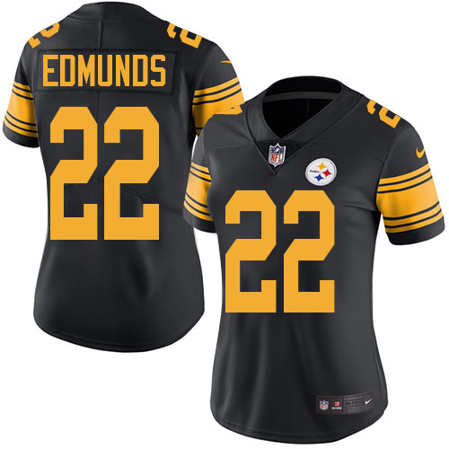 Nike Steelers #22 Terrell Edmunds Black Women's Stitched NFL Limited Rush Jersey Nike Steelers #22 Terrell Edmunds Black Women's Stitched NFL Limited Rush Jersey