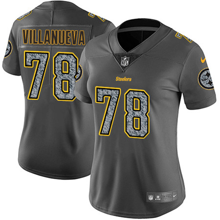 Nike Steelers #78 Alejandro Villanueva Gray Static Women's NFL Vapor Untouchable Game Jersey