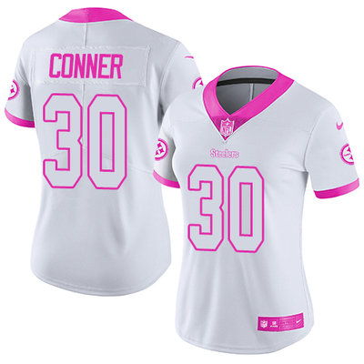 Nike Steelers #30 James Conner White Pink Women's Stitched NFL Limited Rush Fashion Jersey Nike Steelers #30 James Conner White Pink Women's Stitched NFL Limited Rush Fashion Jersey