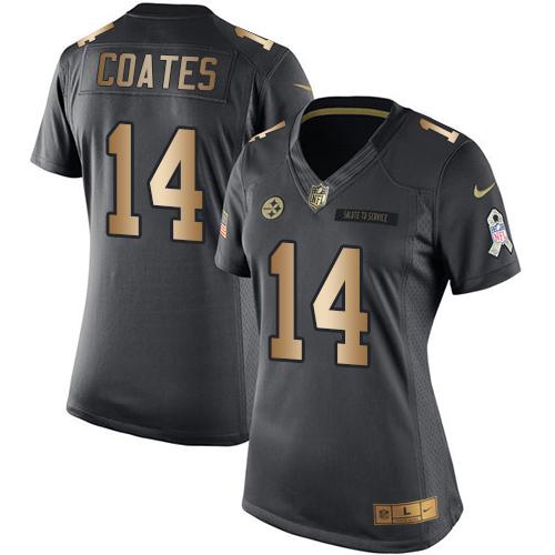 Nike Steelers #14 Sammie Coates Black Women's Stitched NFL Limited Gold Salute to Service Jersey Nike Steelers #14 Sammie Coates Black Women's Stitched NFL Limited Gold Salute to Service Jersey