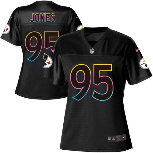 Nike Steelers #95 Jarvis Jones Black Women's NFL Fashion Game Jersey