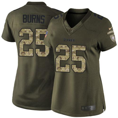 Nike Steelers #25 Artie Burns Green Women's Stitched NFL Limited Salute to Service Jersey