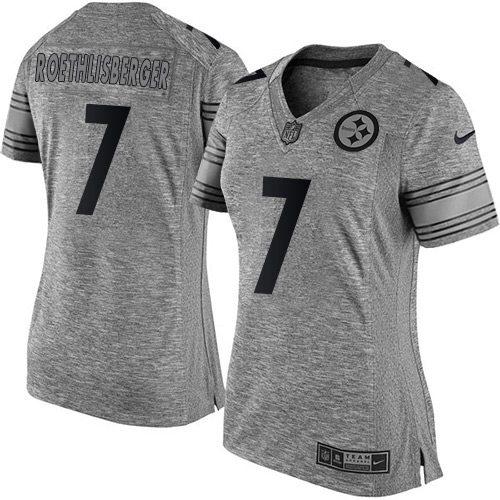 Nike Steelers #7 Ben Roethlisberger Gray Women's Stitched NFL