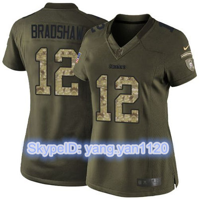 Nike Steelers #12 Terry Bradshaw Green Women's Stitched NFL Limited Salute to Service Jersey