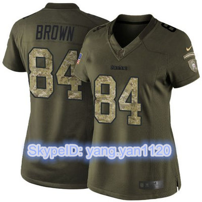 Nike Steelers #84 Antonio Brown Green Women's Stitched NFL Limited Salute to Service Jersey
