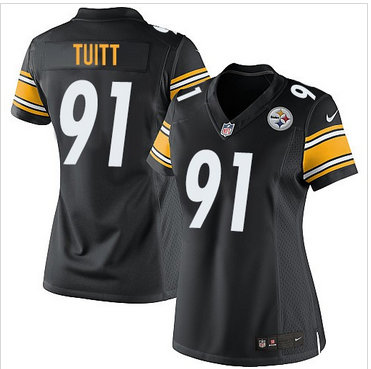 Women Nike Steelers #91 Stephon Tuitt Black Team Color Stitched NFL Elite Jersey
