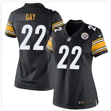 Women Nike Steelers #22 William Gay Black Team Color Stitched NFL Elite Jersey