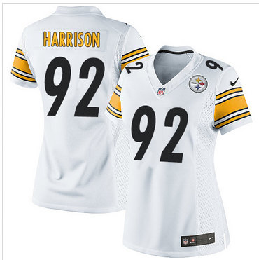 Women Nike Steelers #92 James Harrison White Stitched NFL Elite Jersey