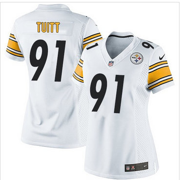 Women Nike Steelers #91 Stephon Tuitt White Stitched NFL Elite Jersey