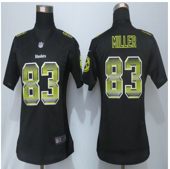Women New New Pittsburgh Steelers #83 Heath Miller Black Strobe Elite Jersey