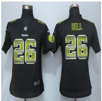 Women New New Pittsburgh Steelers 26 Bell Black Strobe Elite Jersey