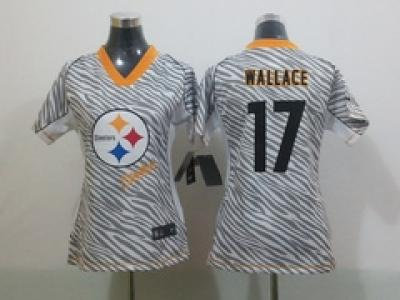 NEW Women Pittsburgh Steelers #17 Mike Wallace jerseys(fem fan zebra)