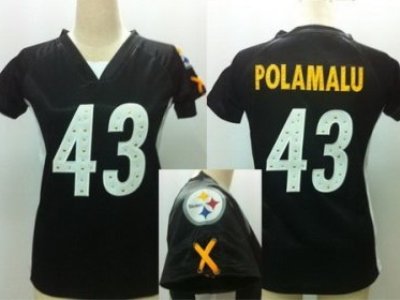 Women NEW Pittsburgh Steelers 43 Troy Polamalu Black Womens Draft Him II Top Jerseys