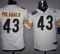 Women Nike Pittsburgh Steelers #43 Troy Polamalu White W 80 Anniversary Patch
