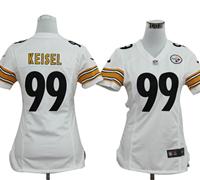 Women Nike Pittsburgh Steelers 99 Keisel White Jerseys