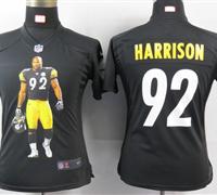 Womens Nike Pittsburgh Steelers 92 Harrison Black Portrait Fashion Game Jerseys