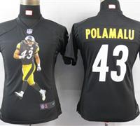 Womens Nike Pittsburgh Steelers 43 Polamalu Black Portrait Fashion Game Jerseys