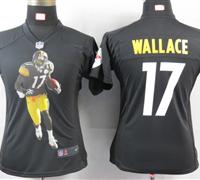 Womens Nike Pittsburgh Steelers 17 Wallace Black Portrait Fashion Game Jerseys