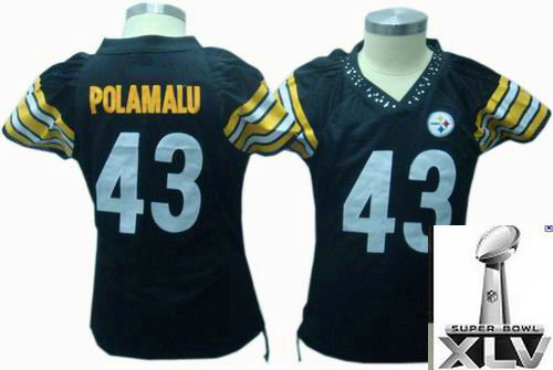 20llSB Pittsburgh Steelers 43 Troy Polamalu black Field Flirt Fashion WOMENS Jerseys