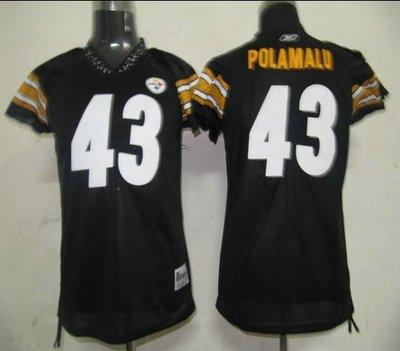 NFL Pittsburgh Steelers 43 Popamalu Black Women Field Flirt Fashion Jersey