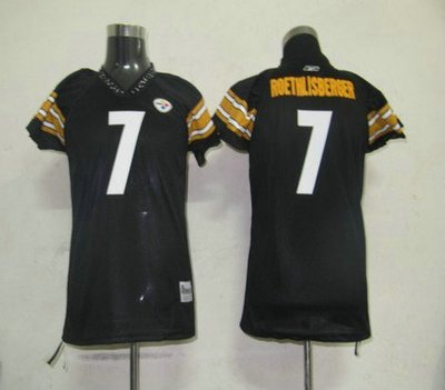 NFL Pittsburgh Steelers 7 Roethlisberger Black Women Field Flirt Fashion Jersey