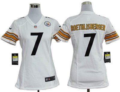 Women Nike Pittsburgh Steelers 7 Ben Roethlisberger White Jerseys