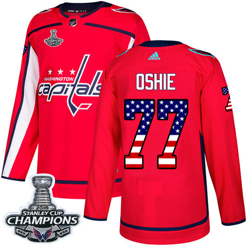 Adidas Capitals #77 T.J. Oshie Red Home Authentic USA Flag Stanley Cup Final Champions Stitched NHL Jersey Adidas Capitals #77 T.J. Oshie Red Home Authentic USA Flag Stanley Cup Final Champions Stitched NHL Jersey